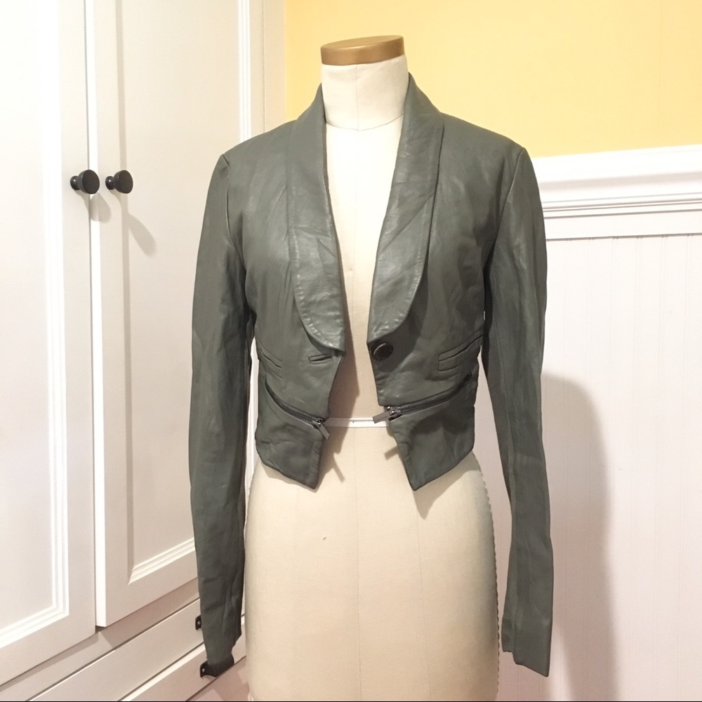 BCBGMaxAzria Cropped Leather Jacket